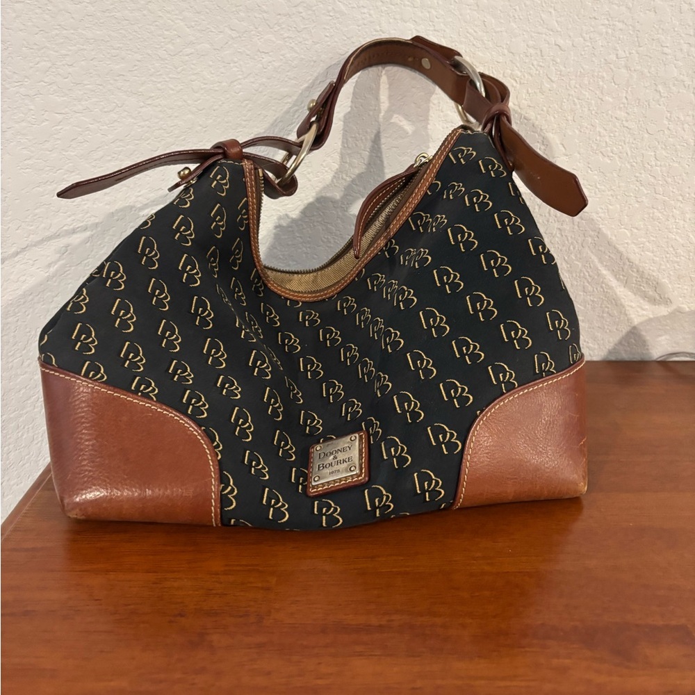 Dooney & Bourke Black and Brown Hobo Bag